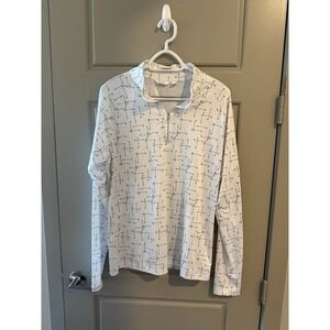 Lady Hagen Golf 1/4 Zip L/S Navy Golf Club Print UPF 50 Women SZ XL Athleisure